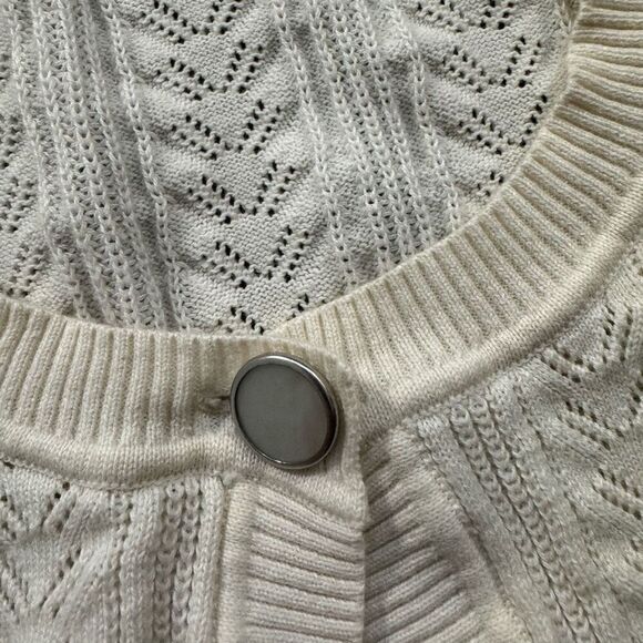 G. H. Bass & Co Women’s Knit Cardigan Sweater Size Medium 100% Cotton Preppy - Picture 6 of 11